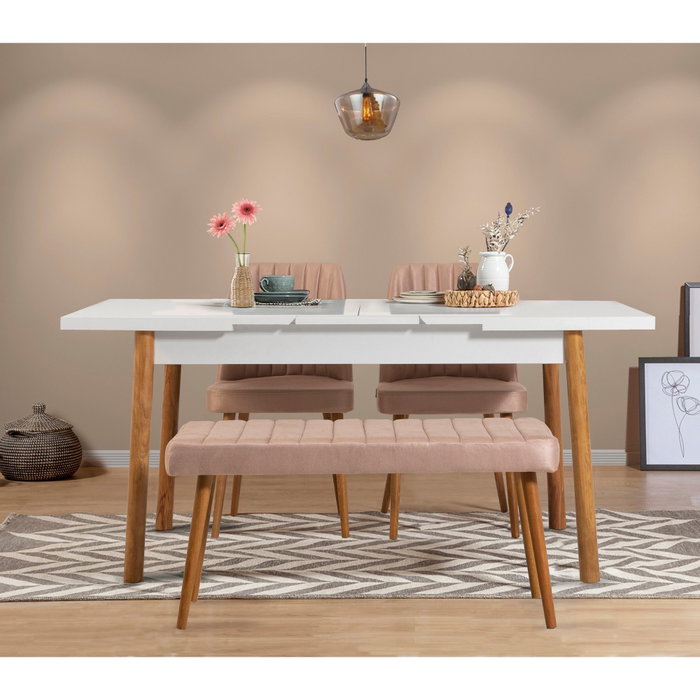 Hanah Home Mesa de Comedor Extensible Santiago Masa Atlantic White